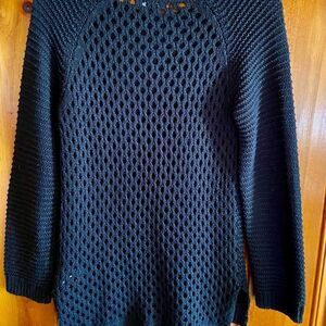 H&M Womens Black Loose Crochet Sweater Size XS